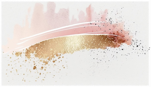 Photo a close up of a pink and gold brush stroke on a white background generative ai