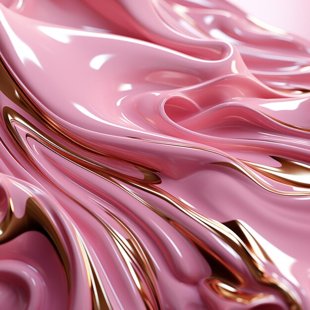 a close up of a pink and gold liquid swirl on a white surface generative ai