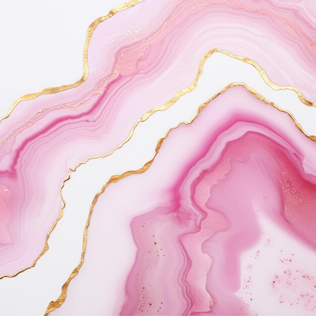 a close up of a pink and gold marble with a white background generative ai