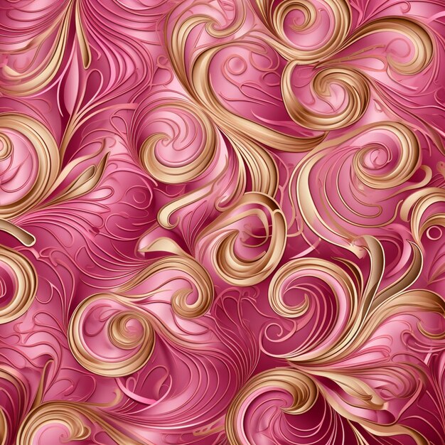 Photo a close up of a pink and gold swirly background generative ai