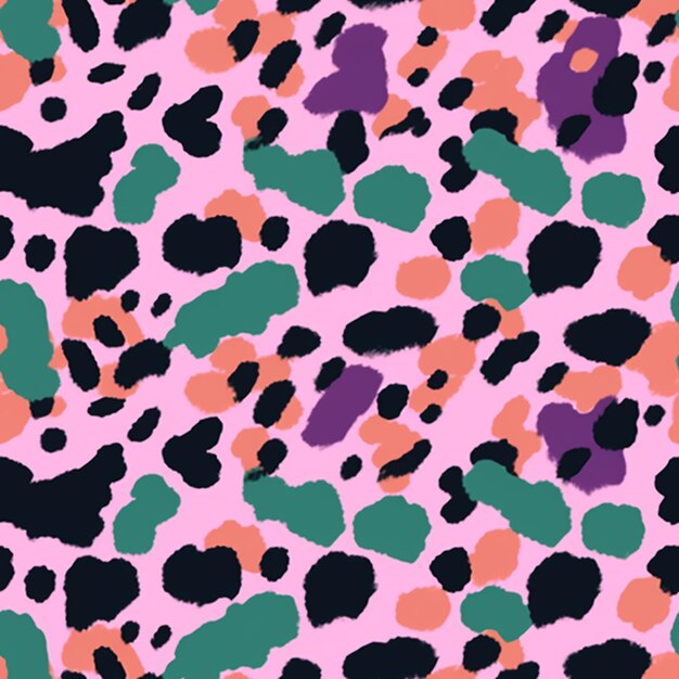 A close up of a pink and green leopard print fabric generative ai