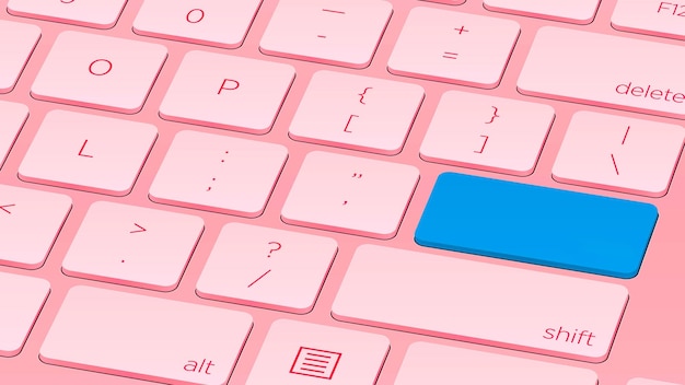 Close up Pink keyboard Blue button Concept of New Beautiful close up Blue keyboard button