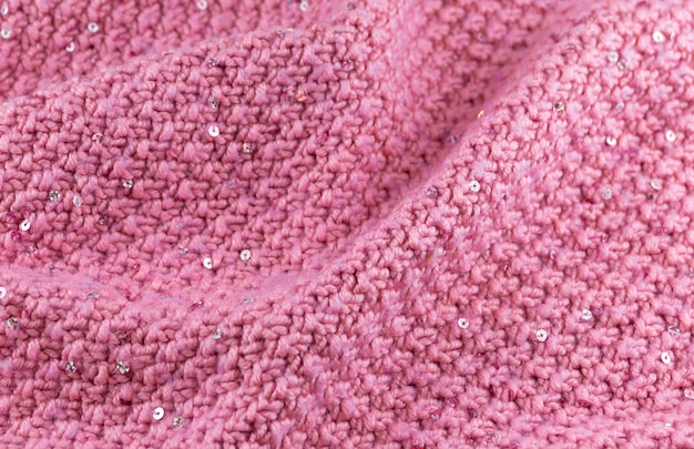 close up of pink knitted fabric