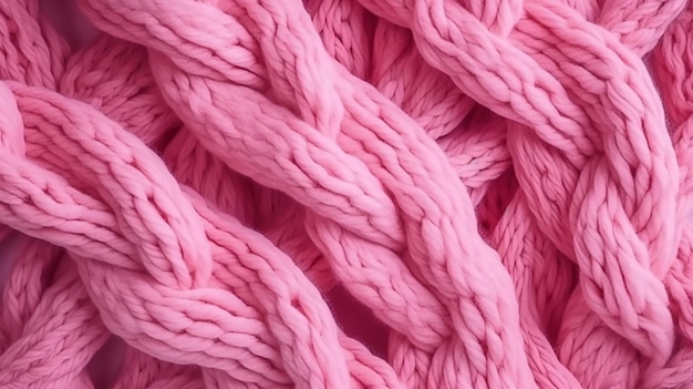 A close up of a pink knitted wool.