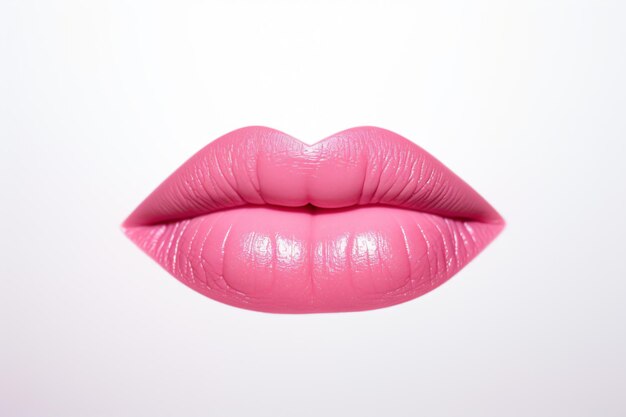 Photo a close up of a pink lip with a white background