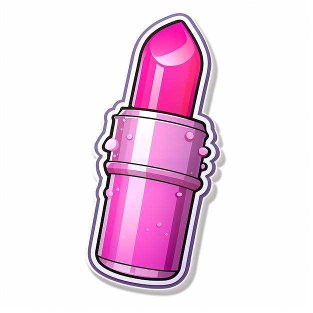 Photo a close up of a pink lipstick sticker on a white background generative ai