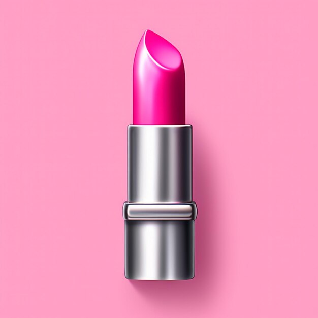 A close up of a pink lipstick with a silver cap generative ai