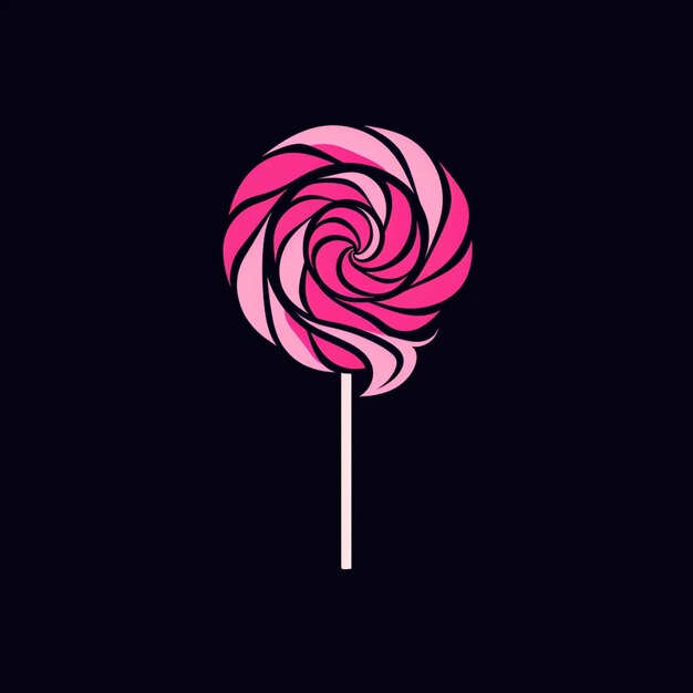 Photo a close up of a pink lollipop on a black background generative ai