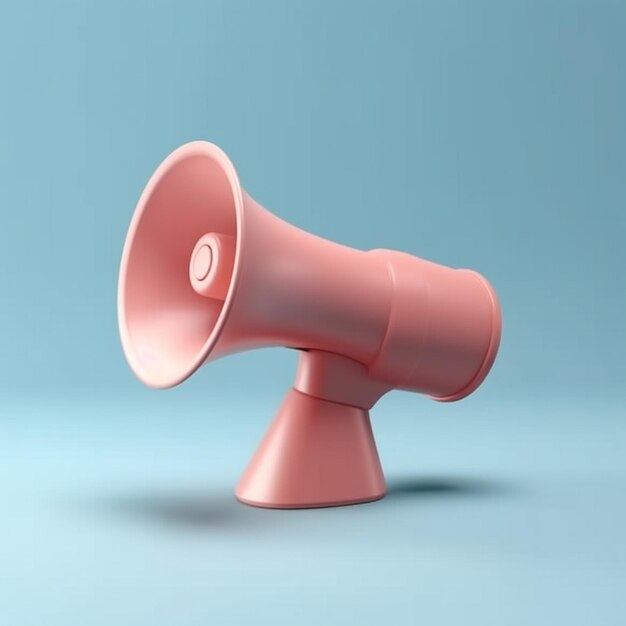 A close up of a pink megaphone on a blue surface generative ai