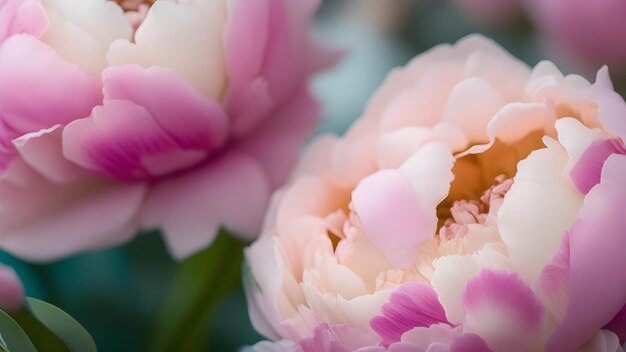 A close up of a pink peony flower