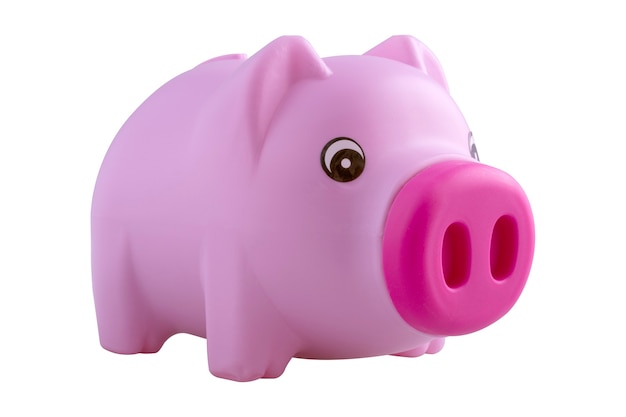 Close up on pink piggy bank isolated