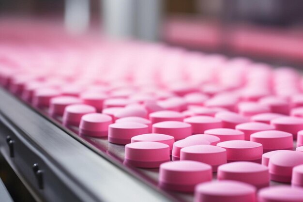 Photo a close up of pink pills with pink ones in the background