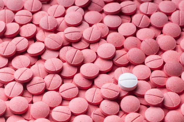 Close-up of pink pills