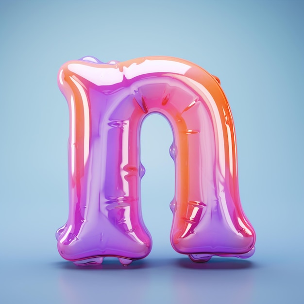 A close up of a pink and purple balloon shaped like the letter n generative ai