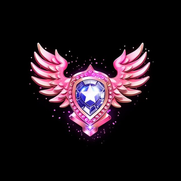 a close up of a pink and purple heart with wings generative ai