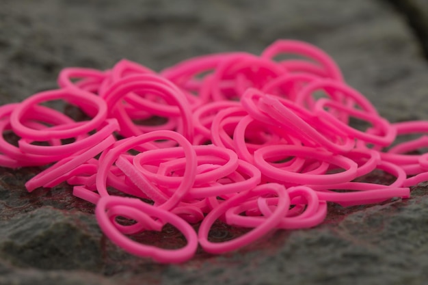 Close up of pink rose bands