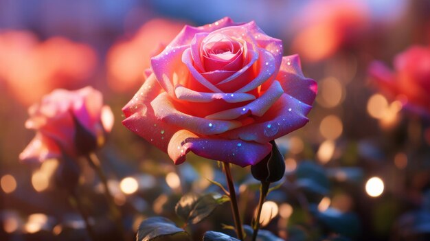 Close Up of a Pink Rose in a Garden