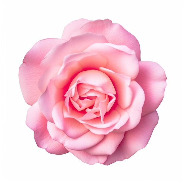 A close up of a pink rose on a white background generative ai