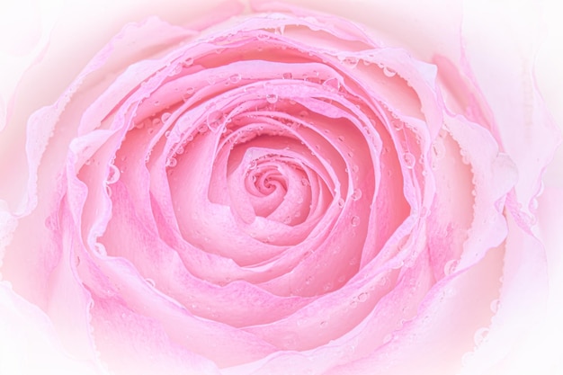 Foto primo piano di rosa rosa su sfondo bianco filtro morbido