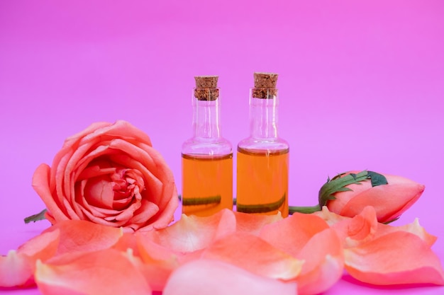 Photo close-up of pink roses on table