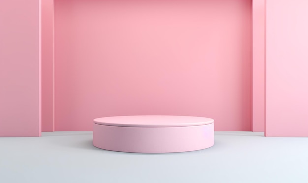 A close up of a pink round table in a room generative ai