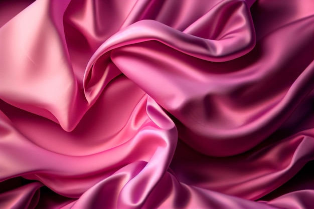 Close up of a pink satin fabric generative ai