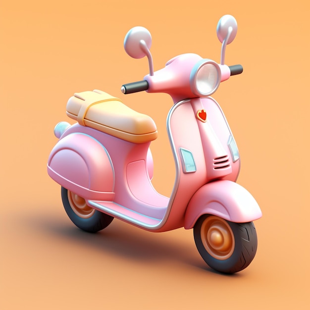 a close up of a pink scooter with a yellow background generative ai