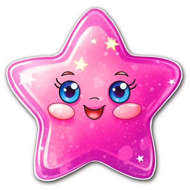 a close up of a pink star with a smiley face generative ai