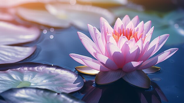 Close up of a pink water lily on a lake belgium