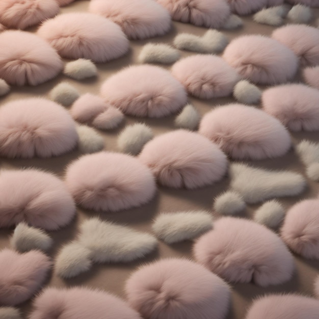 A close up of a pink woolly rug with a pink fuzzy pattern.