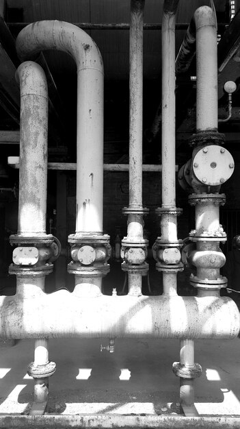 Close-up of pipes in factory