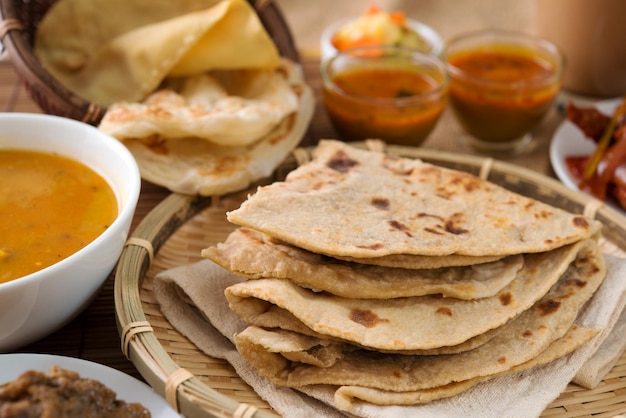 Close-up of pita bread on table