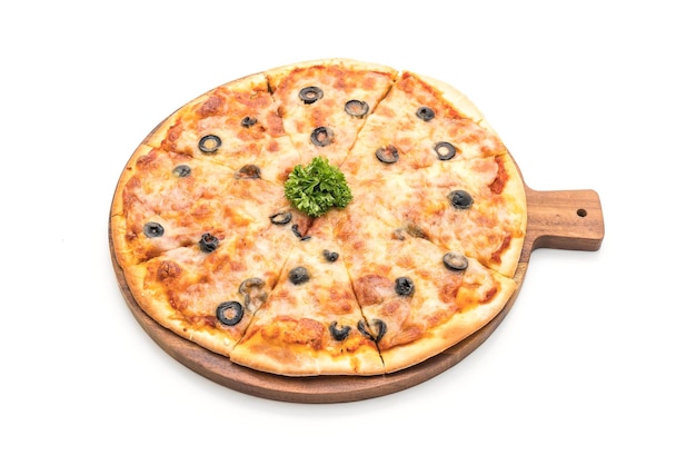 Photo close-up of pizza against white background