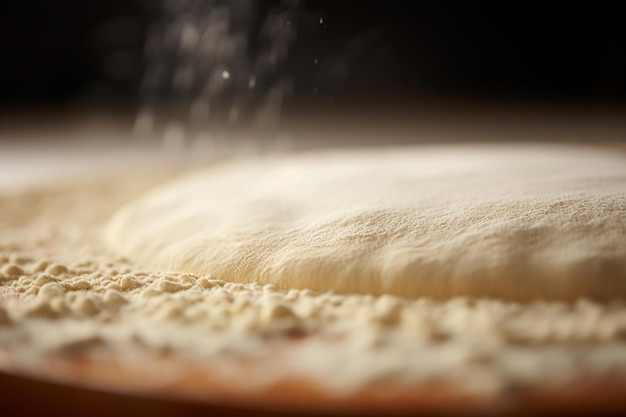 Photo close up of pizza dough rising