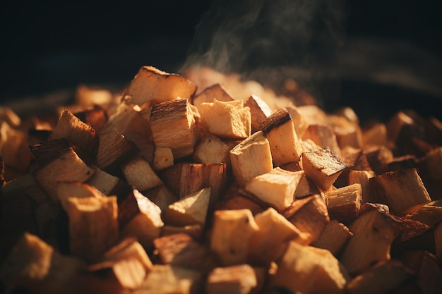 Close Up of Pizza Oven Wood Chips