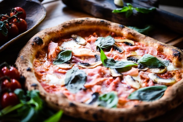 Close-up of pizza served in plate