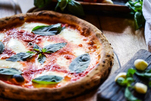 Close-up of pizza on table