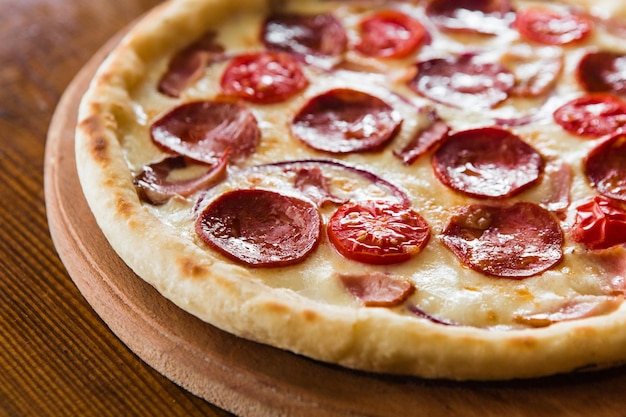 Close-up of pizza on table