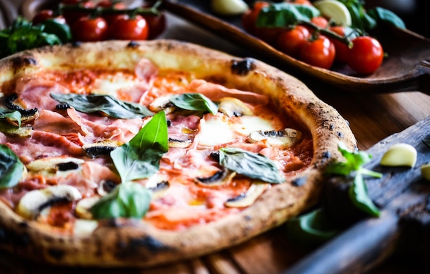 Close-up of pizza on table