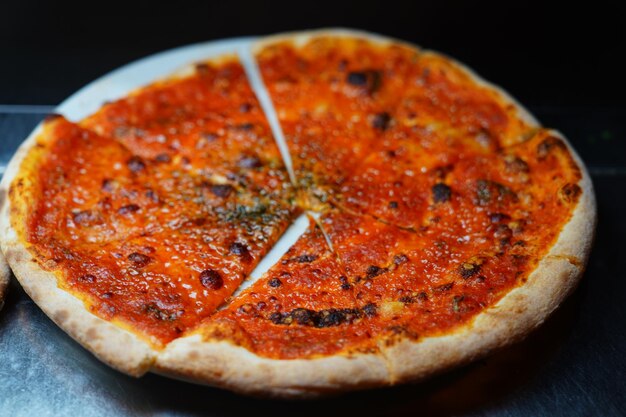 Close-up of pizza on table