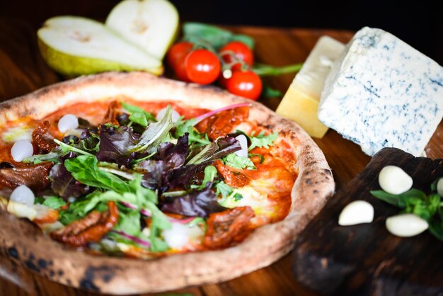 Close-up of pizza on table