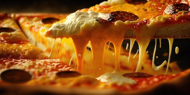 close up pizza with cheese melted