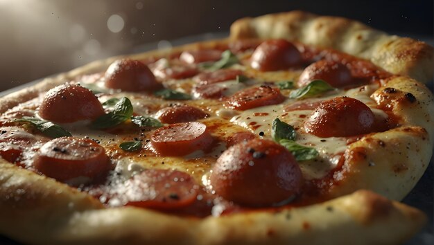 a close up of a pizza with pepperoni on it