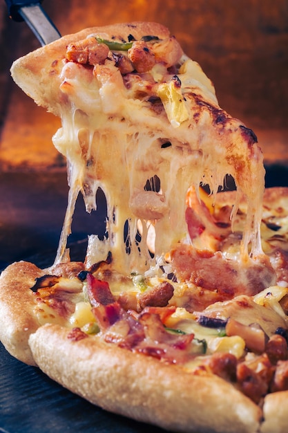 close-up of pizza