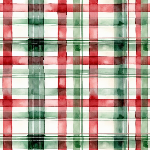 A close up of a plaid fabric with a red and green design generative ai