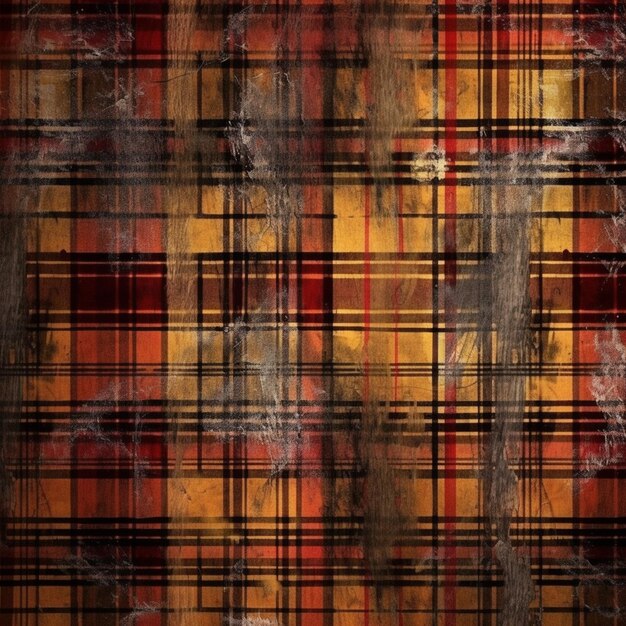 A close up of a plaid pattern with a grunge effect generative ai