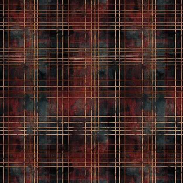 Photo a close up of a plaid pattern with a red and black background generative ai