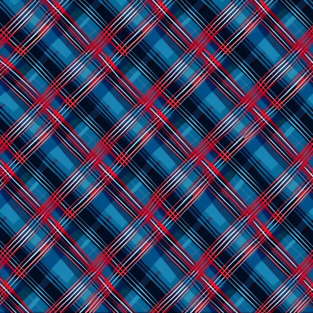 a close up of a plaid pattern with red and blue colors generative ai