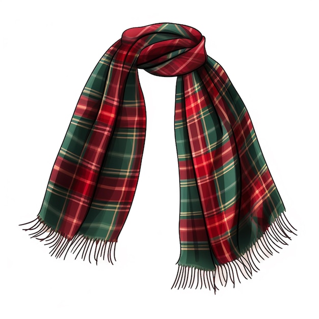 a close up of a plaid scarf on a white background generative ai