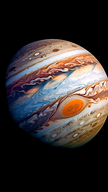 A close up of the planet jupiter with the number 9 on it